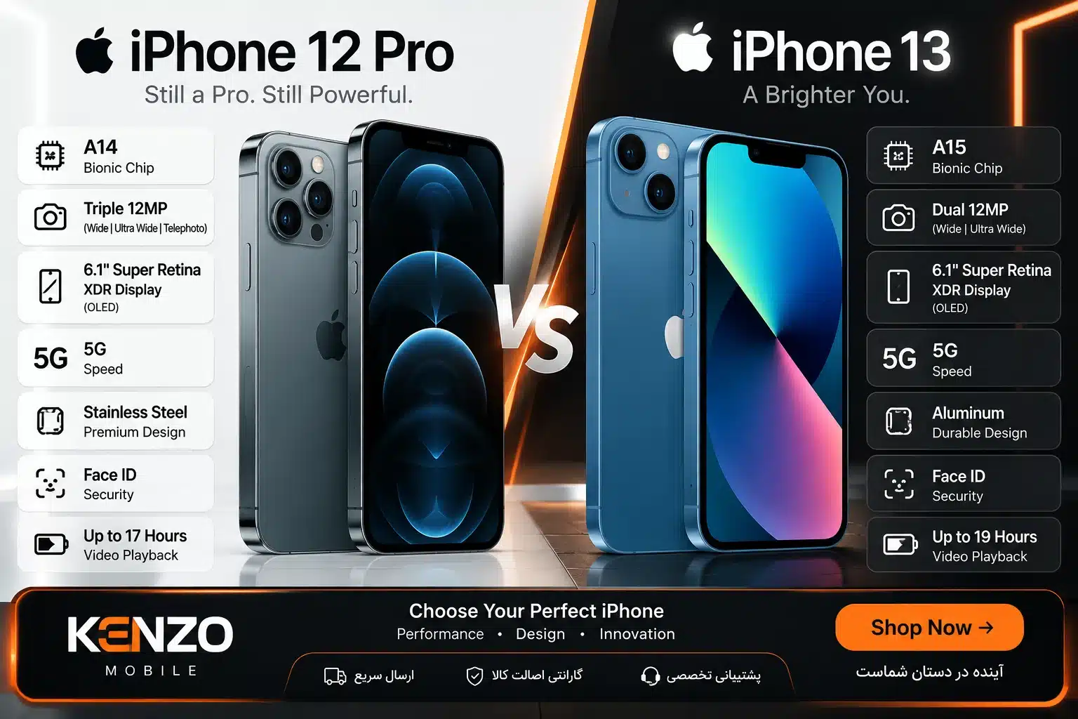 مقایسه آیفون 12 پرو با 13