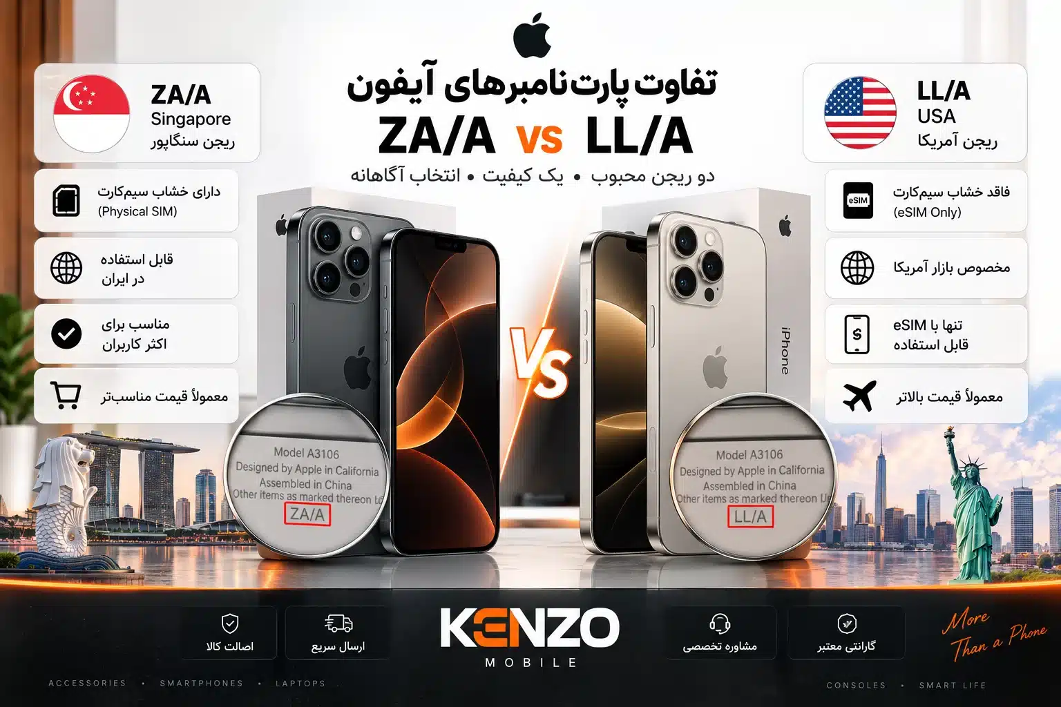 تفاوت ZAA و LLA آیفون
